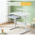 thumbnail image 1 of Fompes Child Computer Desk,39 Inch Wide 50-Degree Tiltable Desktop,Adjustable Height Kids Desk with Bookshelf Hutch for Boys Girls (White), 1 of 13