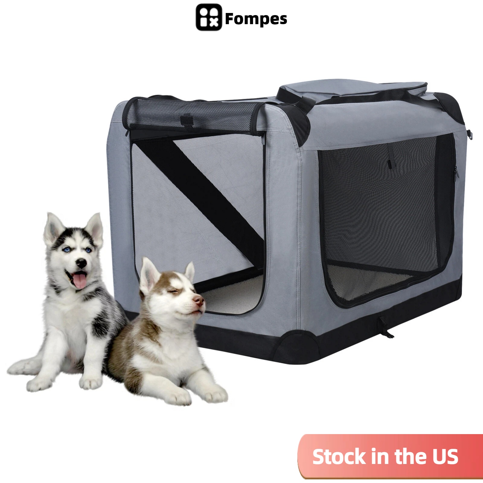 Fompes Collapsible Dog Crate 37 Inches, Portable Travel Crate for Large ...