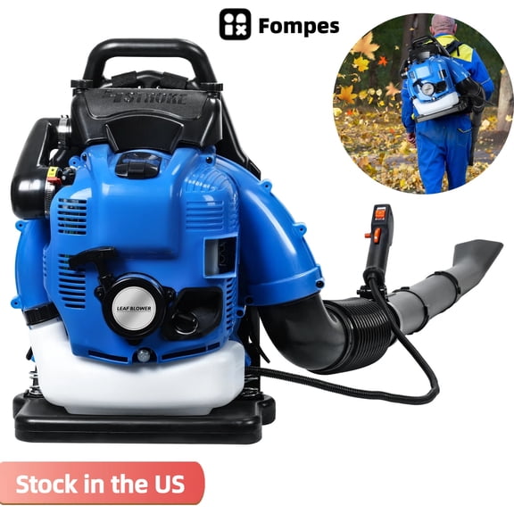 Fompes Commercial 75.6CC Gas-Powered 4-Cycle Backpack Leaf Blower with Flexible Pipe & Shockproof Handle Design 750CFM 205MPH