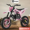 thumbnail image 1 of Fompes Dirt Bike, 49cc 2-Stroke Gas Mini Bike for Kids Off Road Mini Motorcycle with Front Fork and Shock Absorption, Up to 25Mph, Pink, 1 of 20