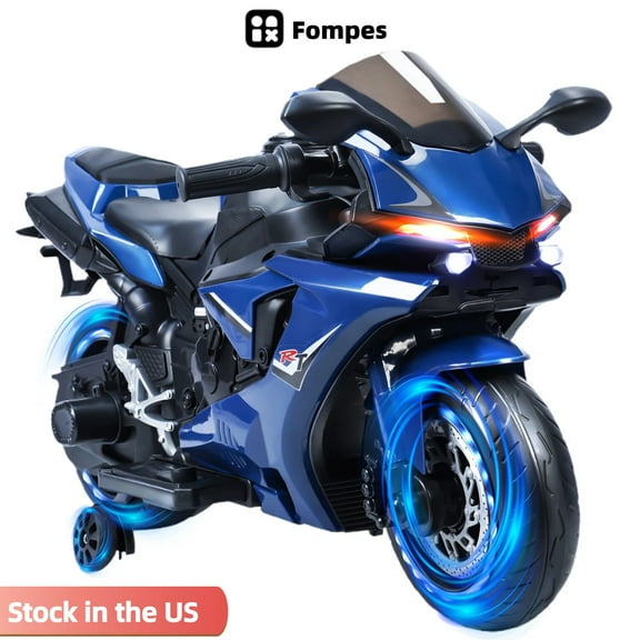 Fompes Electric Dirt Bike 12V Electric Bike Ride-On Motorcycle 9MPH Dirt Bike with Light Up Tires Foot Pedal Accelerator Hidden Charging Port