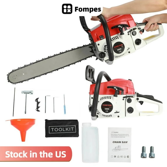 Fompes Gas Chainsaw 20'' 2-Stroke 58CC Cordless Handheld Chainsaw for Farm Garden Ranch Cutting Wood/Firewood