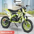 thumbnail image 1 of Fompes Gas Dirt Bike, 49CC 2-Stroke Gas Powered Mini Bike, Off Road Mini Motorcycle with Off-Road Tires, Shock Absorption Springs, Soft Seat Cushion, Max Speed 30KM/H (Green), 1 of 18