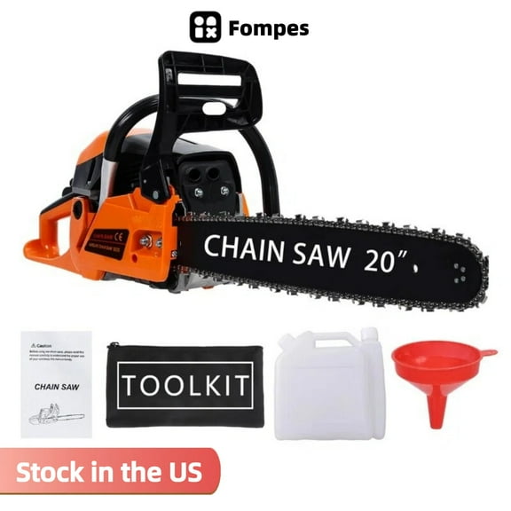 Fompes Gas Powered Chainsaw, 20-inch 58cc 2-Cycle Cordless Chainsaw with Comfortable Grip, Small Vibration, Integrated Guide Plate