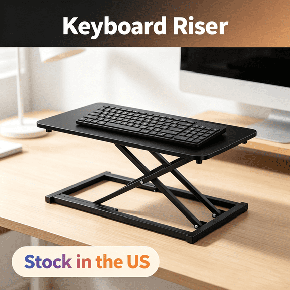 Fompes Height Adjustable Keyboard Riser,Single Top 23.6 Inch Scissors Lift Keyboard and Mouse Riser,Standing Desk Converter for Ergonomic Sit Stand Workstations,7 Height Levels,Black