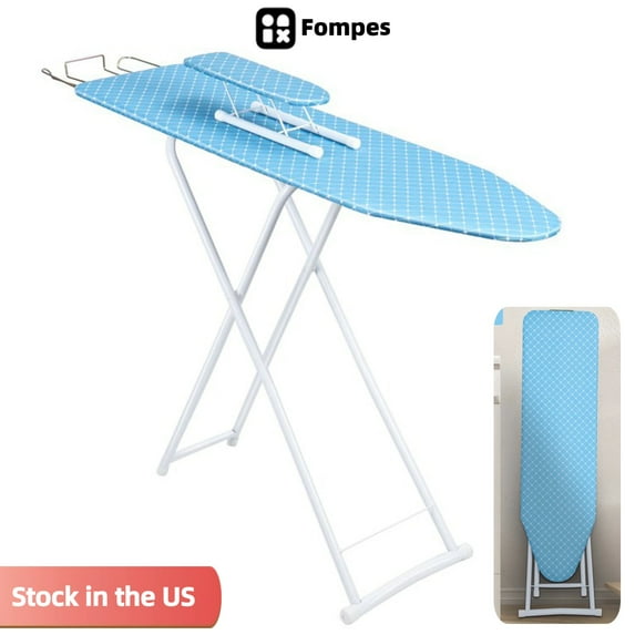 Fompes Ironing Board Full Size, Height Adjustable Iron Board with Iron Rest, Foldable Ironing Board with Removable Heat-Resistant Cover, 42-Inch