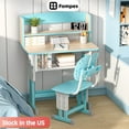 thumbnail image 1 of Fompes Kids Desk and Chair Set - Height Adjustable Ergonomic Study Desk with Storage Drawer & Bookstand Backpack Hook Cup Holder for Children Boys & Girls - Blue, 1 of 11