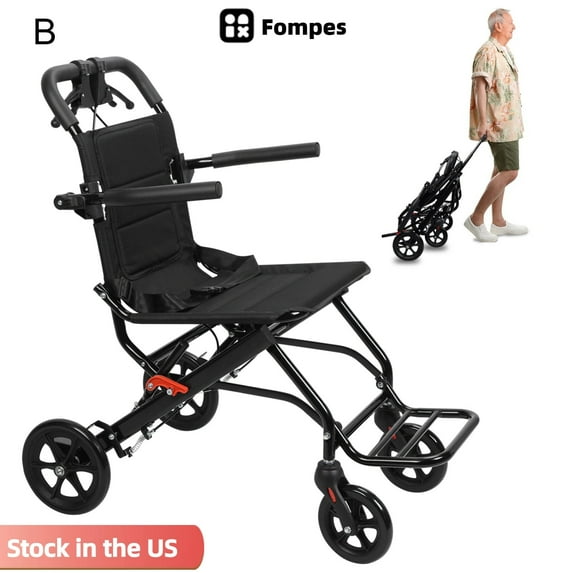 Fompes Lightweight Wheelchairs for Adults Transport Chair Foldable Portable Folding Travel Wheel Chairs with Support 220lbs Hand Push Mobility Scooter with Pull Bar for Seniors Adults