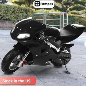 Fompes Mini 49CC Gas Dirt Bike, 2 Stroke Ride on Bike with Off-Road Tire, Pull Start, Oil Mixed Required, Dual Headlights, Kids Dirt Bike Support Up to 170lbs, 25MPH, Black