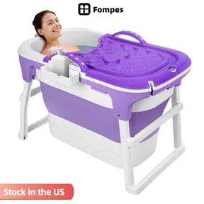 Fompes Portable Bathtub for Adult - 40.6in Large Foldable Collapsible Tub Ergonomic Designed for Ultimate Relaxing Soaking Bath Ice Bath Ideal for Small Spaces Effortless Folding Bathtub(Purple)
