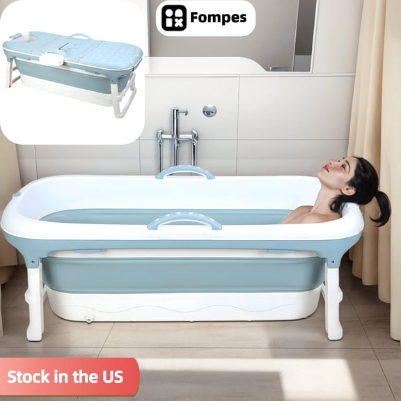 Fompes Portable Bathtub for Adult 46" Foldable Collapsible Tub Ergonomically Designed for the Ultimate Relaxing Soaking Bath Ice Bath Ideal for Small Spaces Quick Effortless Folding Bathtub