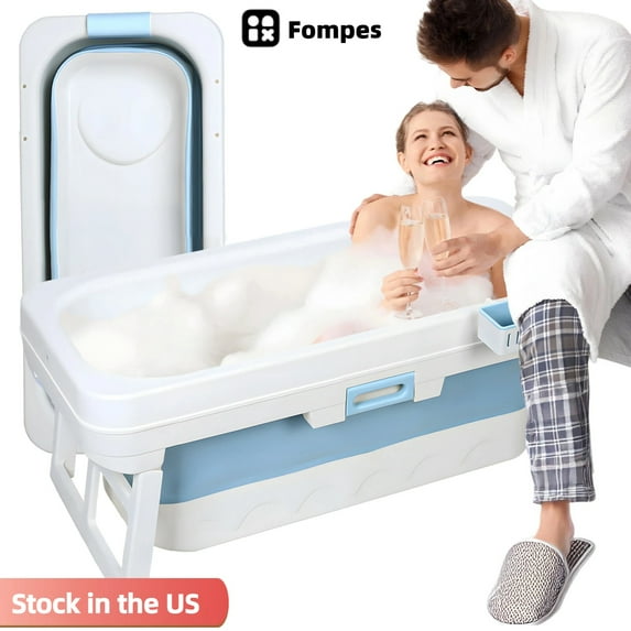 Fompes Portable Bathtub for Adult 51" Large Foldable Collapsible Tub for Shower Compact Bathtub with Thermal Cover Relaxing Soaking Bath for Family Sweat Steaming Hot Bath Ice Bath