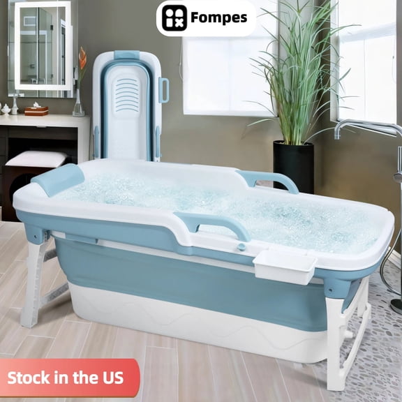Fompes Portable Bathtub for Adult - Large 51in Foldable Collapsible tub - Ergonomically Designed for the Ultimate Relaxing Soaking Bath, Ideal for Small Spaces - Quick, Folding Bathtub
