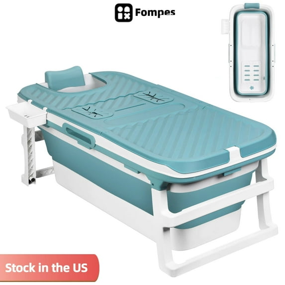 Fompes Portable Bathtub for Shower Stall, Large 55 inch Foldable Soaking Bathing Tub for Adults, Separate Family Bathroom Japanese SPA Collapsible Tub, Ideal for Hot Bath Ice Bath, No Lid