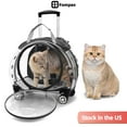 thumbnail image 1 of Fompes Transparent Hard Cat Carrier with Rolling Wheels, Fully Breathable & Multiple Carrying Options for Dogs, Cats & Bunny Travel & Walk Friendly Pet Carrier with Wheels, Black, 1 of 12