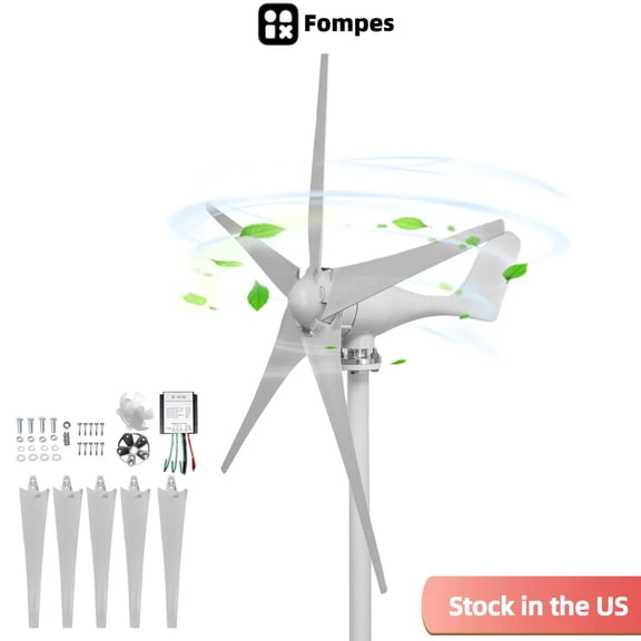 Fompes Wind Turbine Generator DC27-54V 1200W with Automatic Adjustment To Windward, Wind Turbine Generator Set with 12V Battery 2.5m/s Start-up Speed Powerful High Efficiency Weather-Resistant
