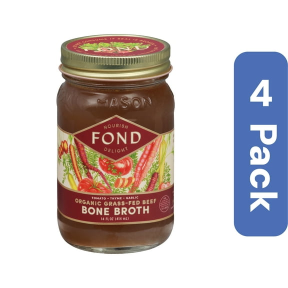 Fond Beef Bone Broth with Garlic Organic 14 fl oz (Pack Of 4)
