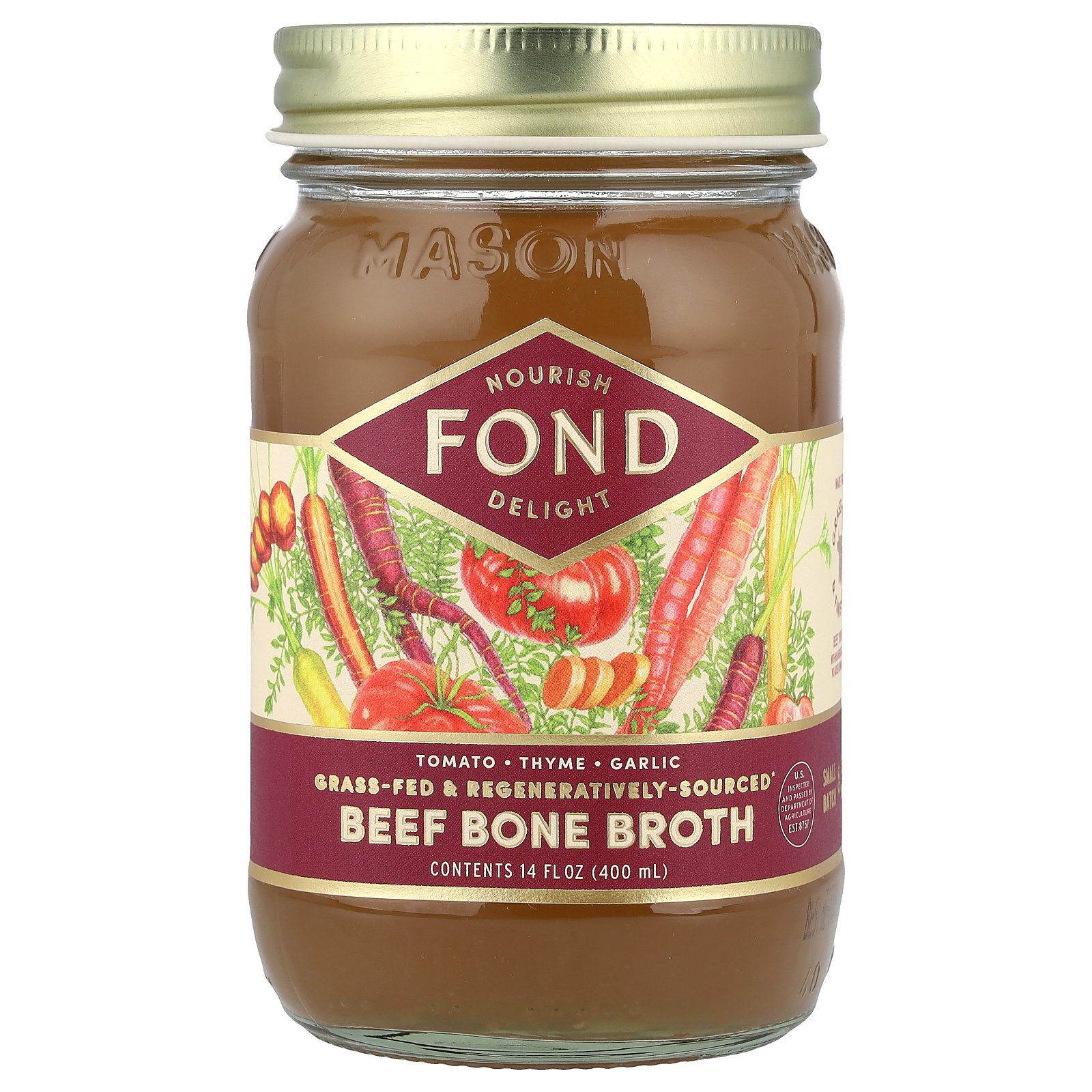 FOND Bone Broth Beef Bone Broth, Tomato & Thyme, 14 fl oz (400 ml)