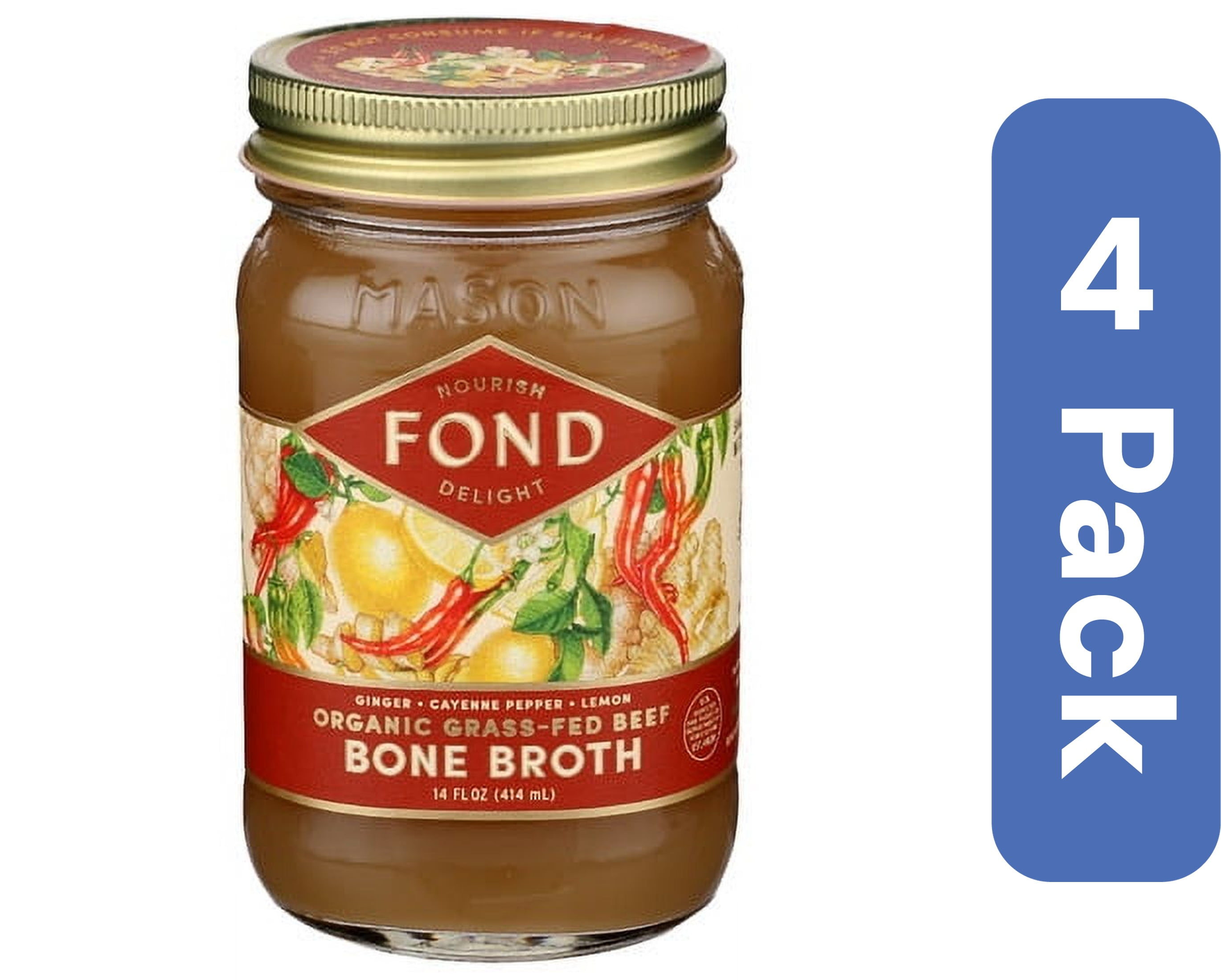 Fond Bone Broth Beef Bone Cinnamon Organic 14 oz (Pack Of 4)