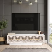 Fonda TV Unit Stand White Entertainment Center Console with Storage