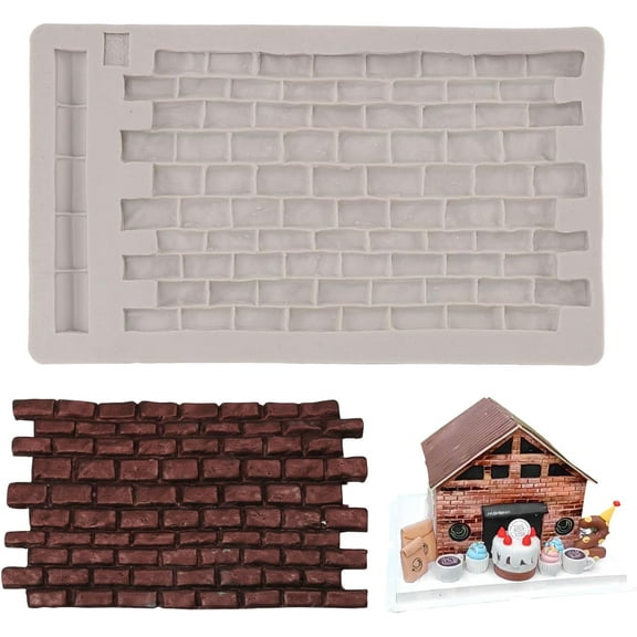 Fondant Impression Mat, Silicone Brick Wall Pattern Lace Mat Silicone Imprint Mold Sugarcraft Wedding Cake Decorating Tools Chocolate Sugar Baking Mold