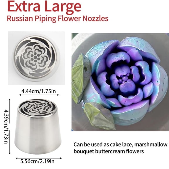Fondant Imprint Wheel Ergonomic Cake Stamper Cake Surface Imprinter Extra Large Piping Tips Stainless Rose Piping Nozzles For Icing Creative Frosting Nozzles For Cupcakes Desserts DIY Flower Nozzle