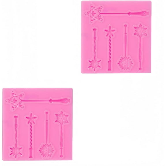 Fondant Mould 2 Pack Magic Wand Silicone Mold Small Star Magic Wand Decoration Mold