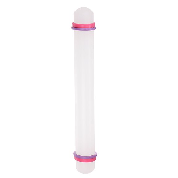 Fondant Rolling Pin with Rings PP 22.5cm x 2.5cm Non Stick for Baking, White