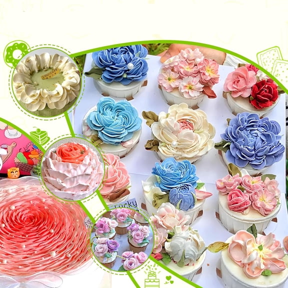 Fondant Rose Piping Tips Set, Stainless Steel Cake Decorating Pastry Tools, Baking Set (7 Pieces)