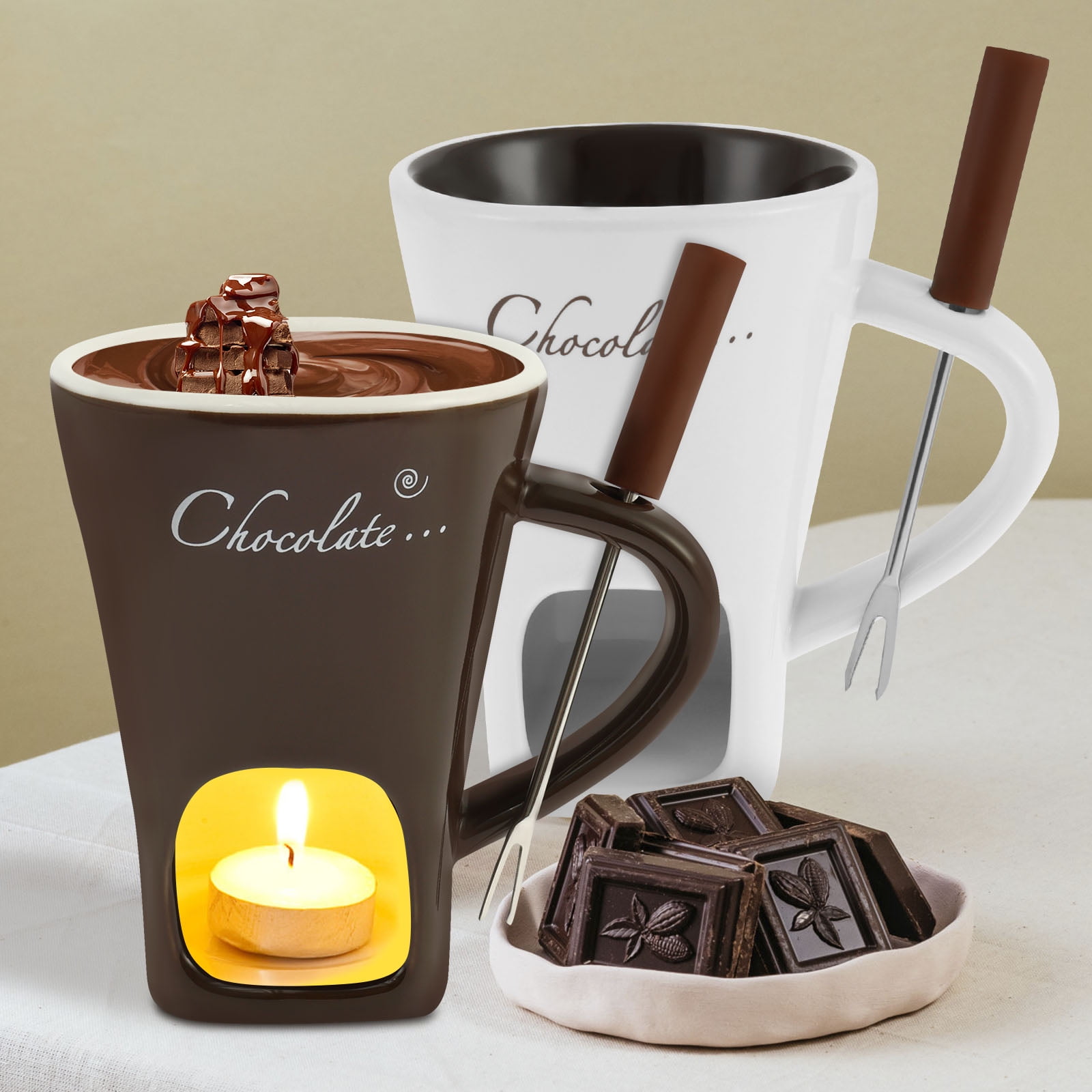 Sweet Fondue Cup Mini Fondue Set Ceramic Tealight Chocolate