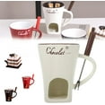 thumbnail image 1 of Fondue Cups Tealight, Ceramic Personal Chocolate Melting Cup For Cheese, Chocolate Fondue Melting Mug Set With Forks, Tealight Candle Mini Simmer Mug, Chocolate Melting Mug (white), 1 of 8