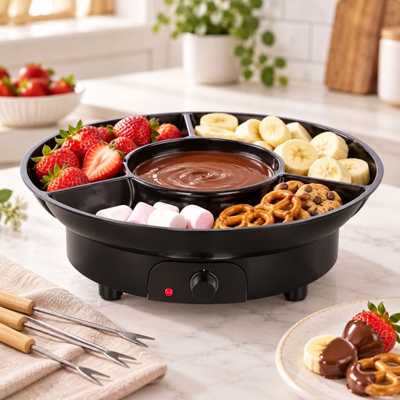 Fondue Melter Station, Warm Chocolate Bowl, Snack Topping Server For Holiday Gatherings