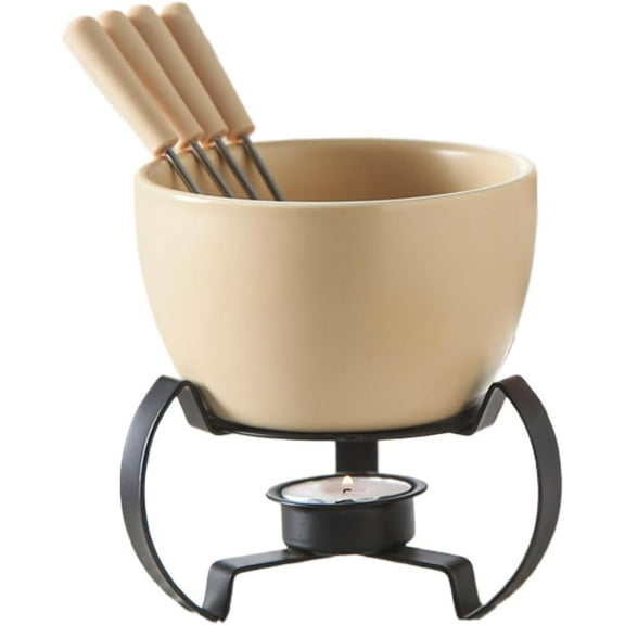 Fondue Mug, Mini Ceramic 450ml with Forks, Melting Chocolate Cup Fondue Mug Set, for Cheese Butter Dessert Cream Home Kitchen Office Party Camping Picnic Birthday Christmas(alcohol-free block)