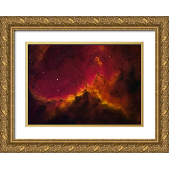 Fong, Ken 24x18 Gold Ornate Wood Framed with Double Matting Museum Art Print Titled - A Mountain In The Heart