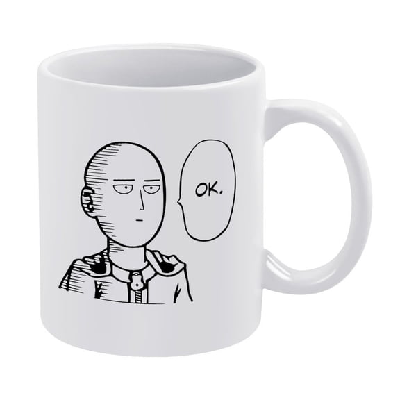 Fonhark "One Punch OK" Anime Style Novelty Ceramic Coffee Mug,11oz, White