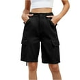 thumbnail image 1 of Fonma Cargo Shorts for Women Straight Leg High Waisted Casual Summer Jeans Knee Length Fashion Short Jeans 2025 with Pockets Black 2XL, 1 of 7