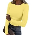 thumbnail image 1 of Fonma Going Out Tops for Women Fall Long Sleeve Lightweight Tops Ribbed Crew Neck Shirts Winter Trendy Travel Clothes Yellow 2XL, 1 of 5