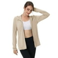 thumbnail image 1 of Fonma Hooded Women's Athletic Full Zip Lightweight Workout Jacket with Pockets Beige L, 1 of 9