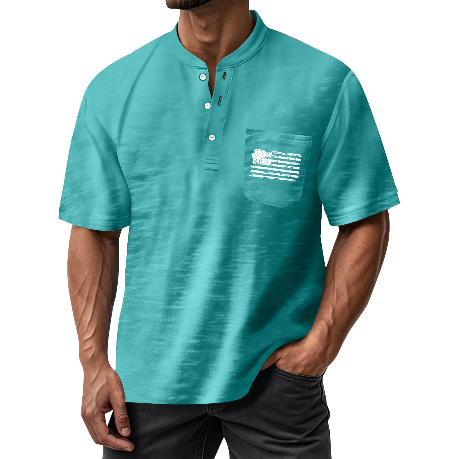 Fonma Men Casual 4th Of July Shirts for Men Short Sleeve Henley Shirts ...