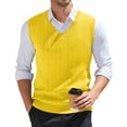 thumbnail image 1 of Fonma Men's Sweater Vest Classic V-Neck Knitted Pullover Sweaters Tops Sleeveless Relaxed Fit Knitwear Vests Yellow L, 1 of 6