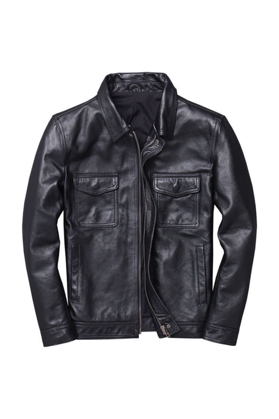 Fonma Premium Vintage Leather Jacket Men Lambskin Trucker Mens Leather Jackets Black 3XL