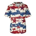 thumbnail image 1 of Fonma Usa Star Stripes Fourth July Scrub Tops V Neck Short Sleeve Stretchy Usa Flag T Shirts Holiday Scrubs with Pockets Wine S, 1 of 5