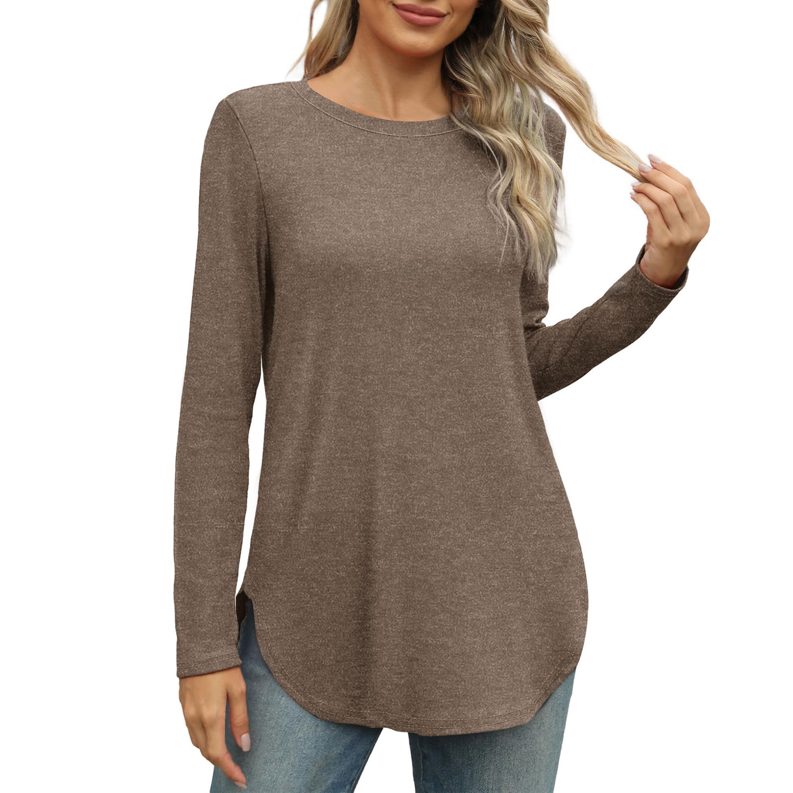 Fonma Women's Casual Batwing Long Sleeve T Shirt Round Neck Basic Loose ...