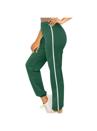 Green joggers with white stripe sale
