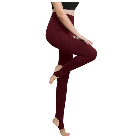 Fonma Women's Leggings Elastic Waistband Gym Yoga Soft Cotton Christmas Stirrup Pants Wine 3XL