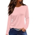 thumbnail image 1 of Fonma Women's Long Sleeve Crewneck Cotton Basic T-Shirt Solid Color Soft Comfy Casual Tops Fall Shirts for Women 2024 Light pink XL, 1 of 5
