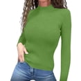 thumbnail image 1 of Fonma Women's Mock Turtleneck Long Sleeve Shirts Ribbed Knit Lightweight Pullover Sweater Stretch Fitted Thermal Top Light Green XL, 1 of 5