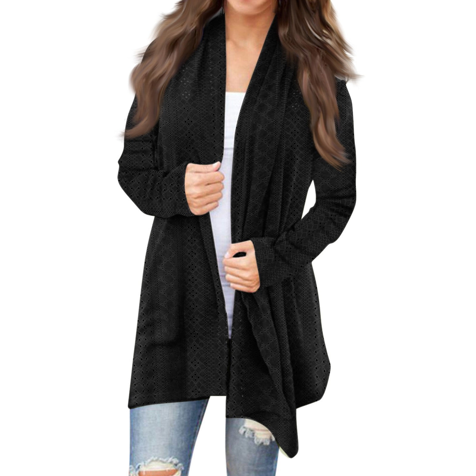 Fonma Womens Plus Size Crochet Cardigan Kimonos Boho Long Sleeve