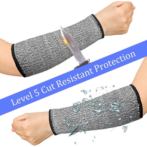 Fonmwin 1 Pairs Cut Resistant Sleeves Level 5 Arm Protective Sleeve for Thin Skin and Bruising Gardening Sleeve for Men Women