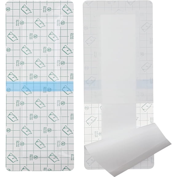 Fonmwin 12 Pcs 4"x12" Waterproof Abdominal Incision Bandages Post Hysterectomy Tummy Tuck Shower Protector Scar Cover with Protective Pad Patches Island Dressing Tapes Large Wound Care Suppliesr